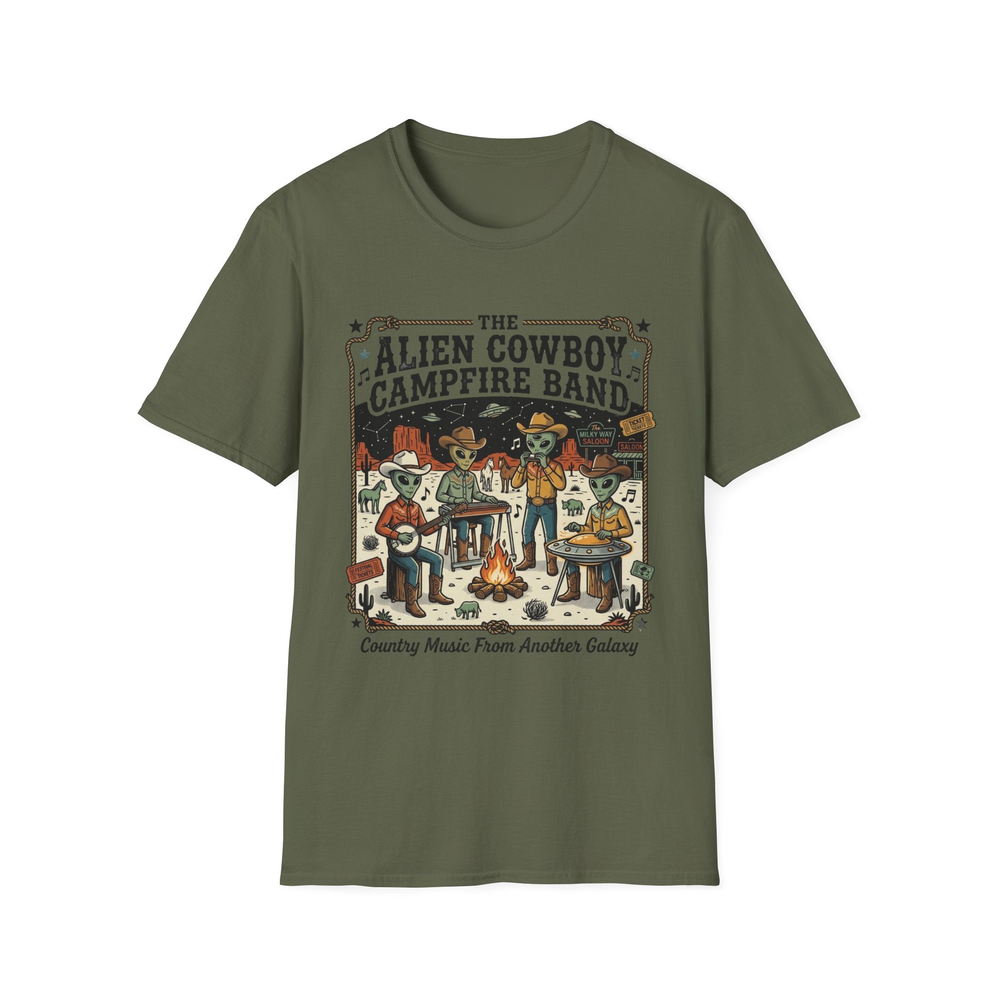 The Alien Cowboy Campfire Band T-Shirt